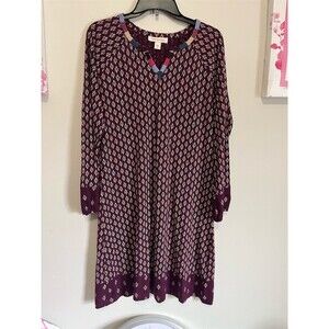 Coldwater Creek Tunic Dress Womens Petite M Purple‎ Floral Knee Length Boho
